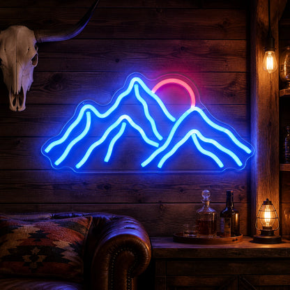 Mountain Range Rising Sun Vintage LED Neon Sign high-converting product image