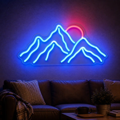 Mountain Range Rising Sun Vintage LED Neon Sign real lifestyle scene