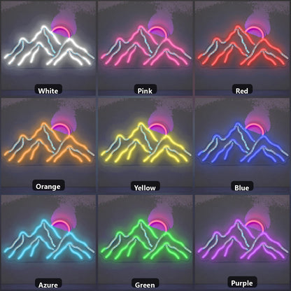Mountain Range Rising Sun Vintage LED Neon Sign color grid
