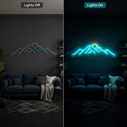 Mountain Range Sofa Neon Sign LED Neon Sign day and night comparison