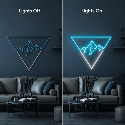 Mountain Scenery LED Neon Sign day and night comparison