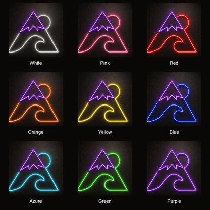Mountain Sun And Curling Wave LED Neon Sign color grid