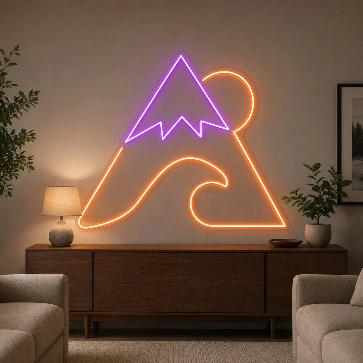 Mountain Sun And Curling Wave LED Neon Sign - Shineneon