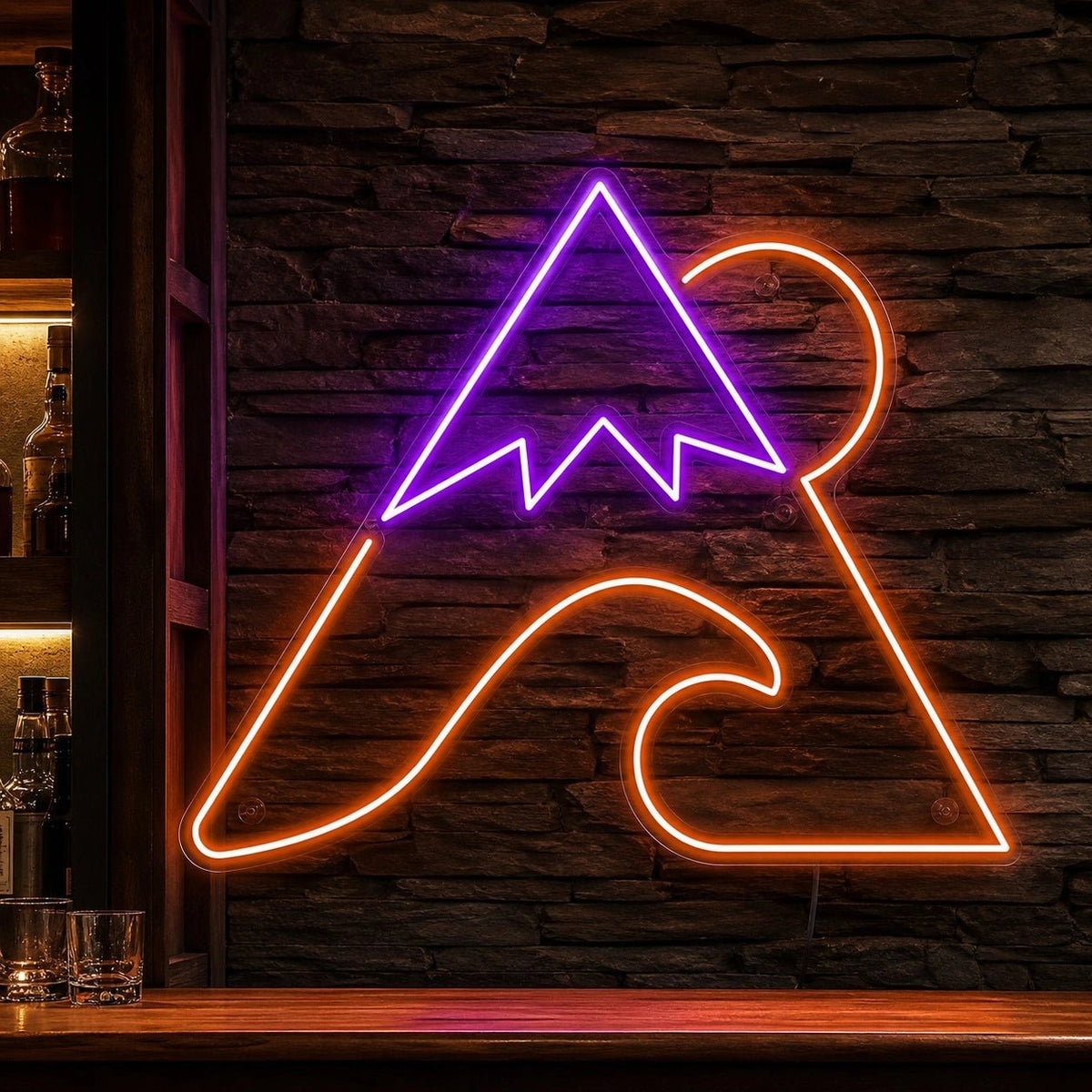 Mountain Sun And Curling Wave LED Neon Sign - Shineneon