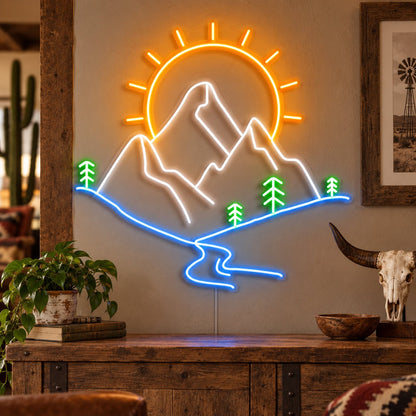 Mountain Sun River Pines LED Neon Sign - Shineneon
