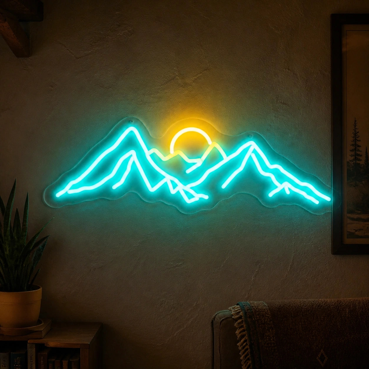 Mountain Sun Vintage LED Neon Sign real lifestyle scene