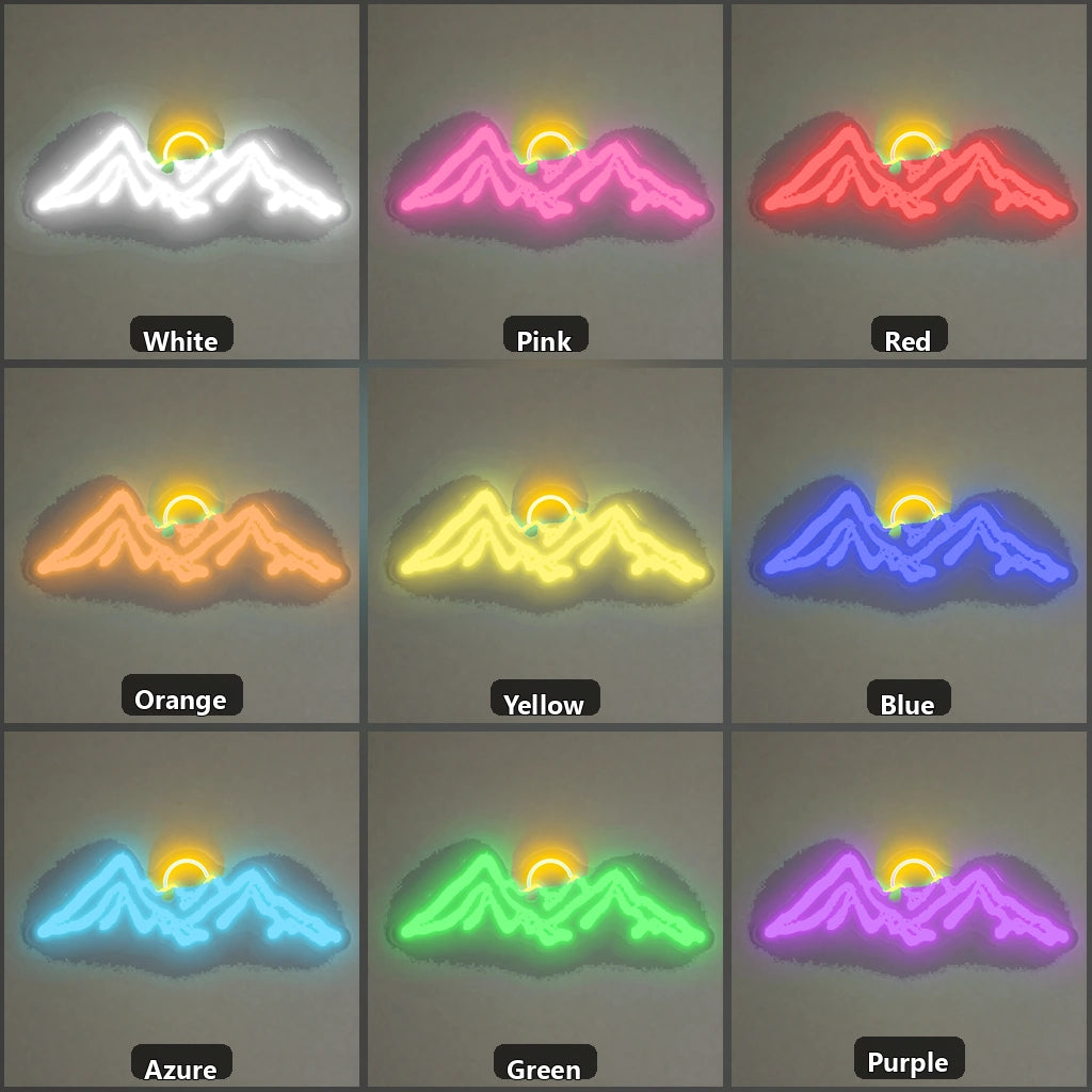 Mountain Sun Vintage LED Neon Sign color grid