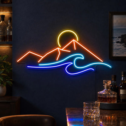 Mountain Sunrise And Ocean Wave LED Neon Sign high-converting product image