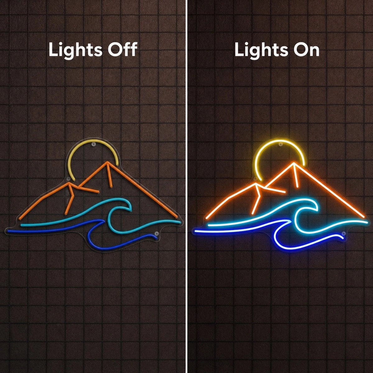 Mountain Sunrise And Ocean Wave LED Neon Sign - Shineneon