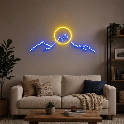 Mountain Sunrise Landscape Vintage LED Neon Sign size image
