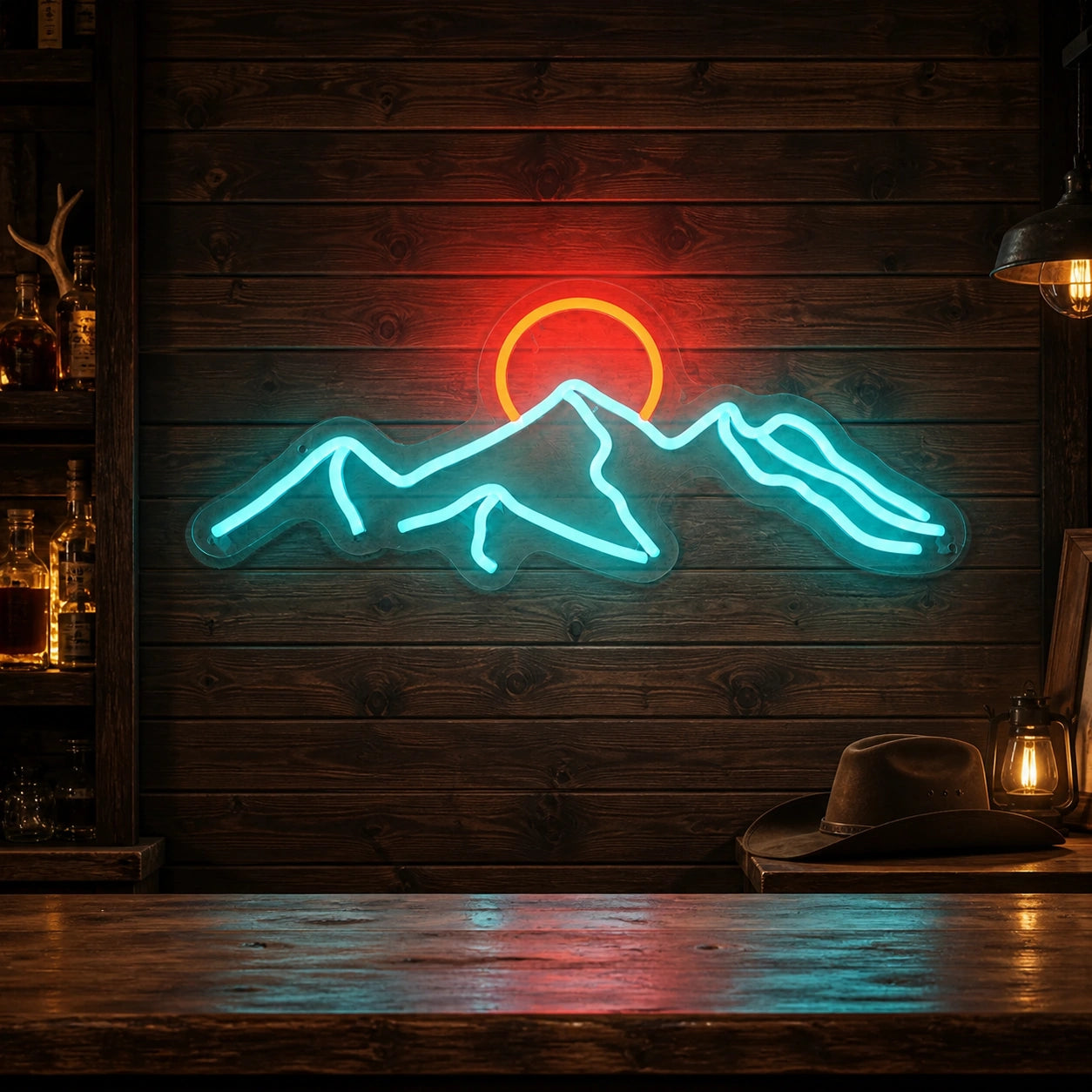 Mountain Sunrise Sunset Vintage LED Neon Sign high-converting product image