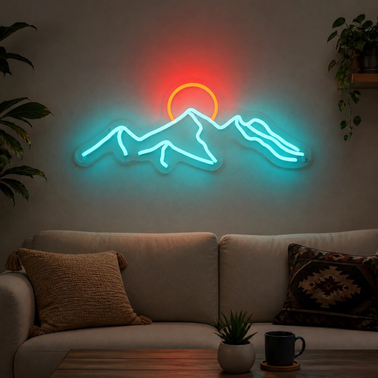 Mountain Sunrise Sunset Vintage LED Neon Sign size image