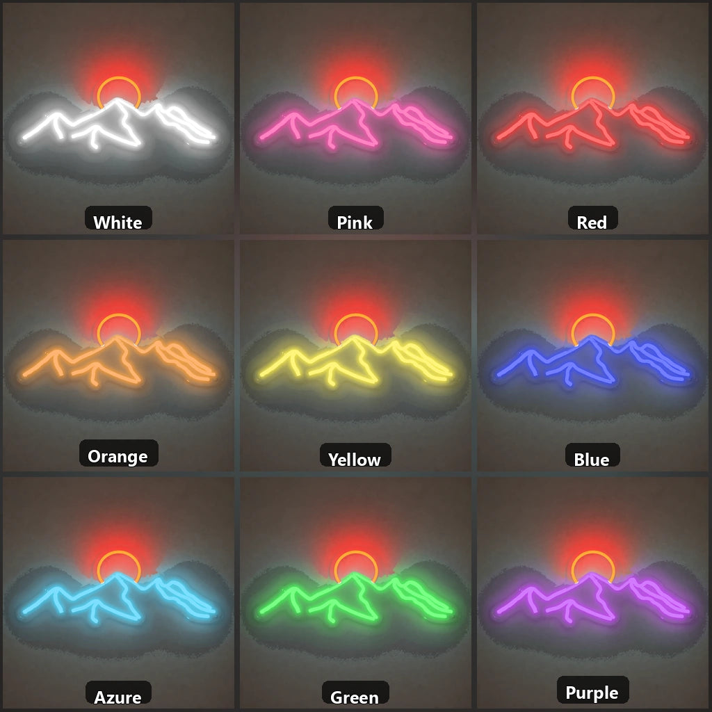 Mountain Sunrise Sunset Vintage LED Neon Sign color grid