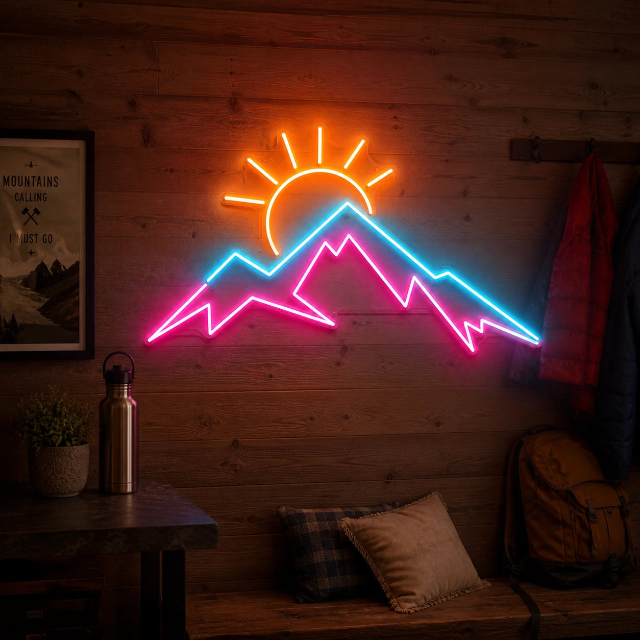 Mountain Sunrise Vintage LED Neon Sign real lifestyle scene