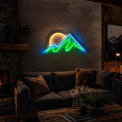 Mountain Sunset Man Cave LED Neon Sign real lifestyle scene