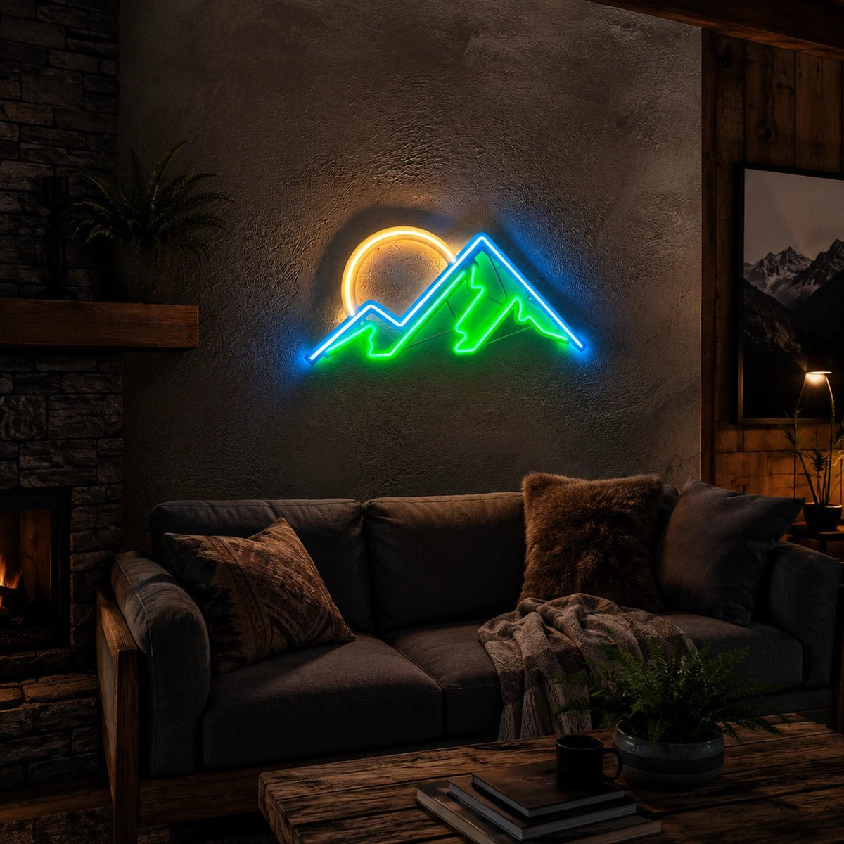 Mountain Sunset Man Cave LED Neon Sign - Shineneon