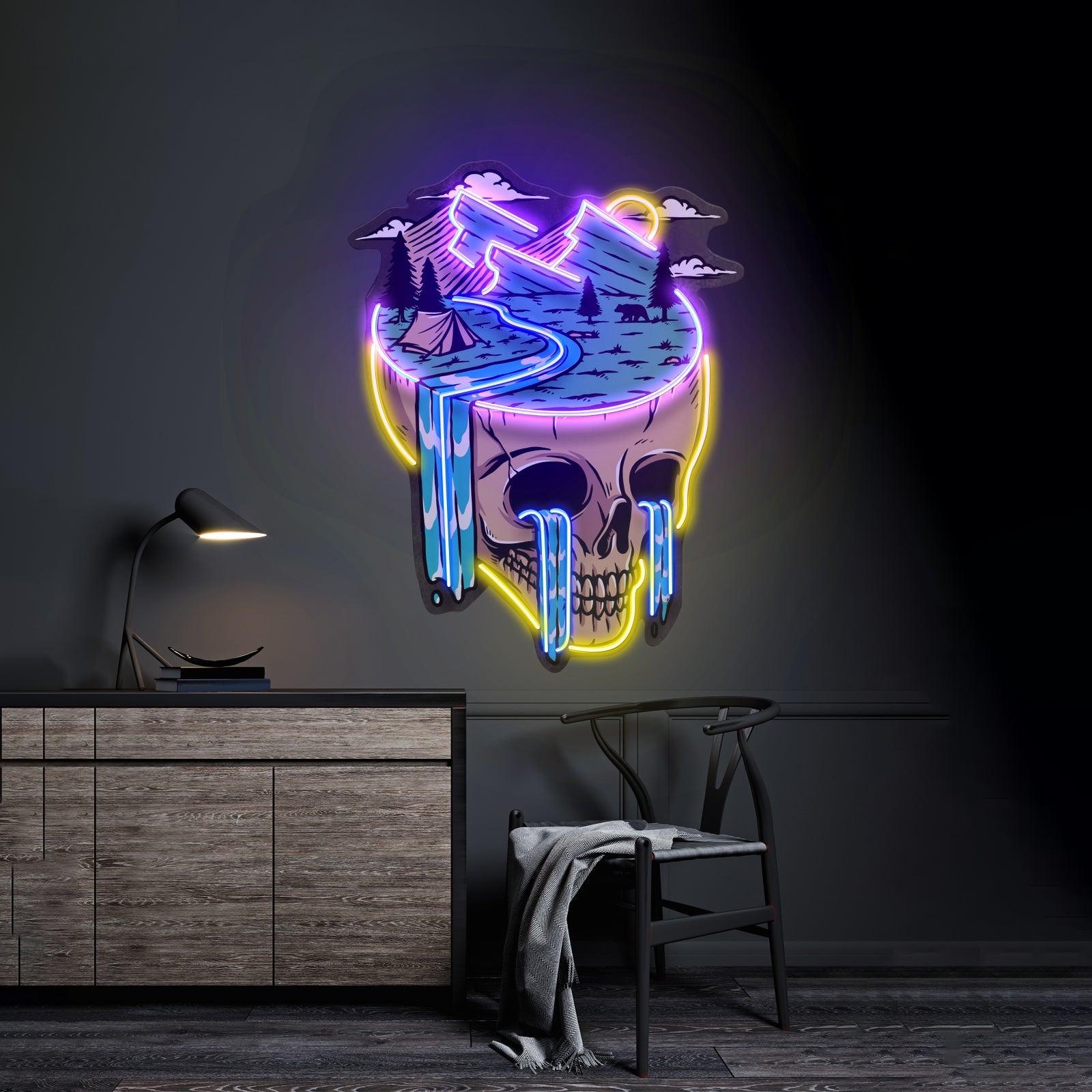Mountain View Skull Led Neon Sign Light Custom Led Signs - Shineneon