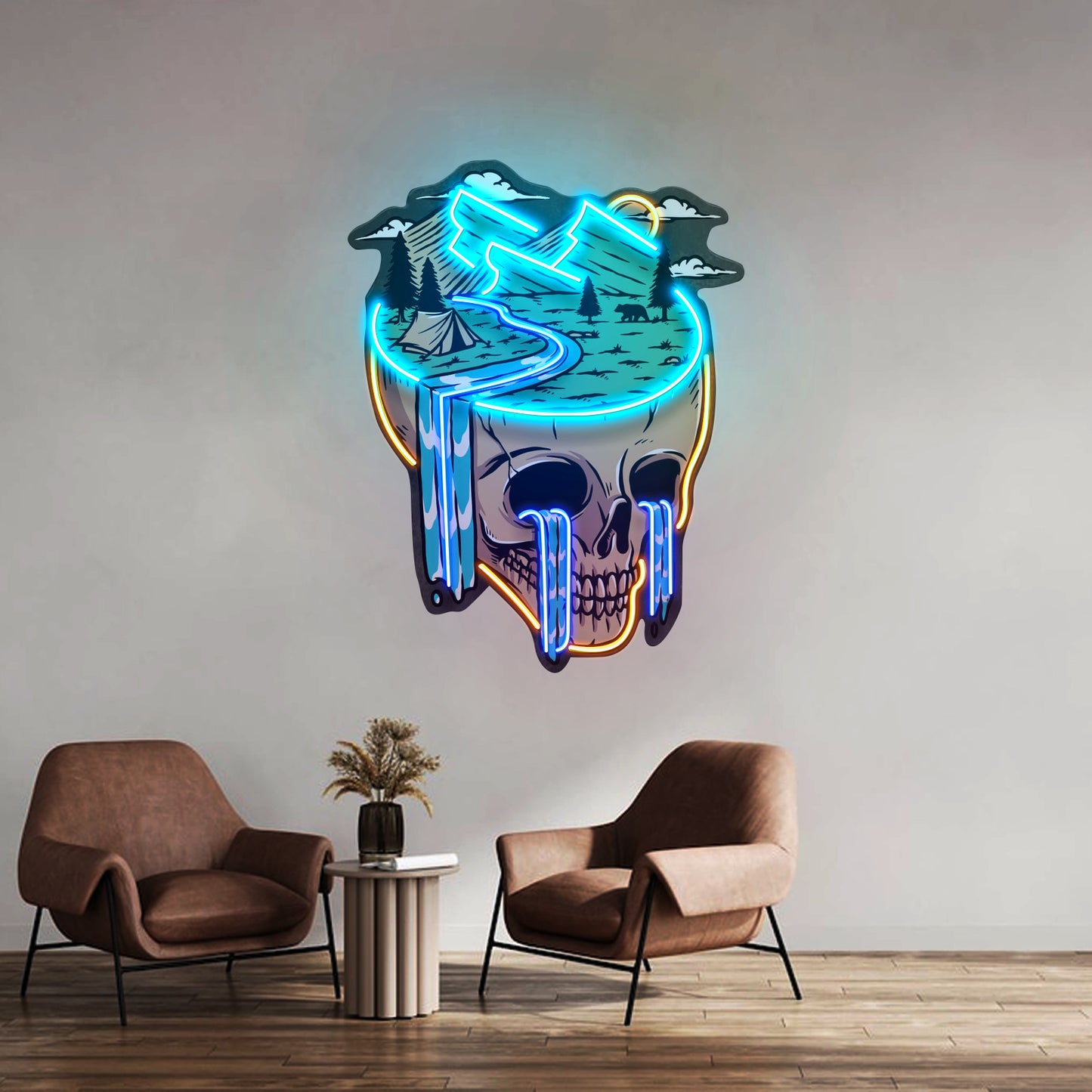 Mountain View Skull Led Neon Sign Light Custom Led Signs