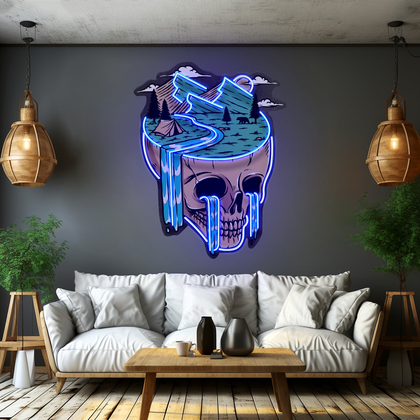 Mountain View Skull Led Neon Sign Light Custom Led Signs