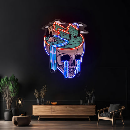 Mountain View Skull Led Neon Sign Light Custom Led Signs