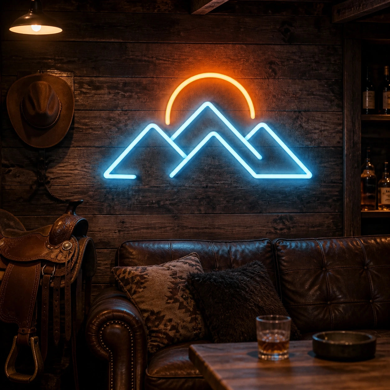 Mountains Sunset Vintage LED Neon Sign high-converting product image