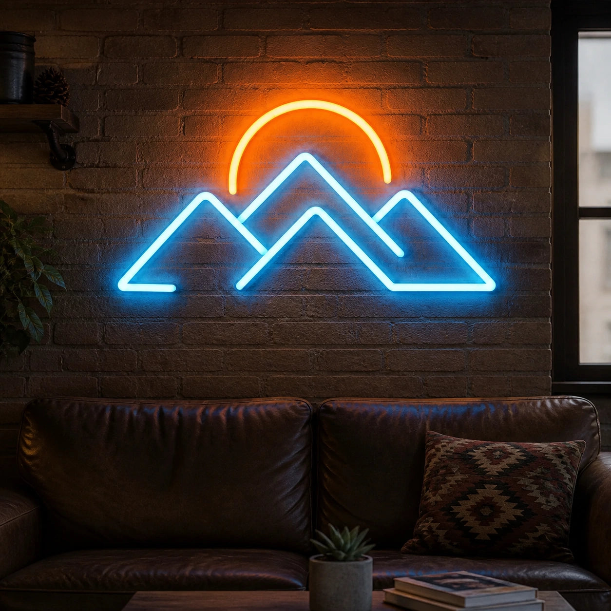 Mountains Sunset Vintage LED Neon Sign real lifestyle scene