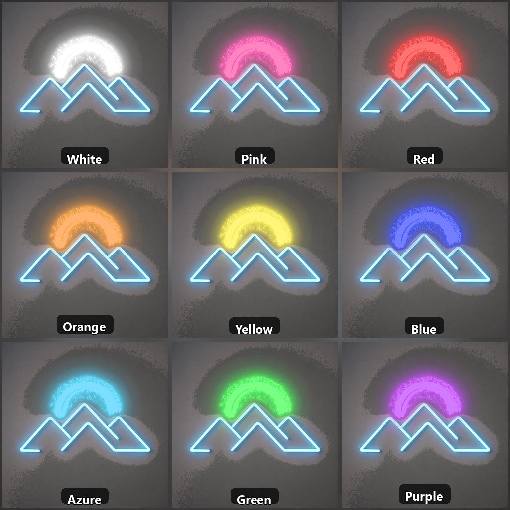 Mountains Sunset Vintage LED Neon Sign color grid