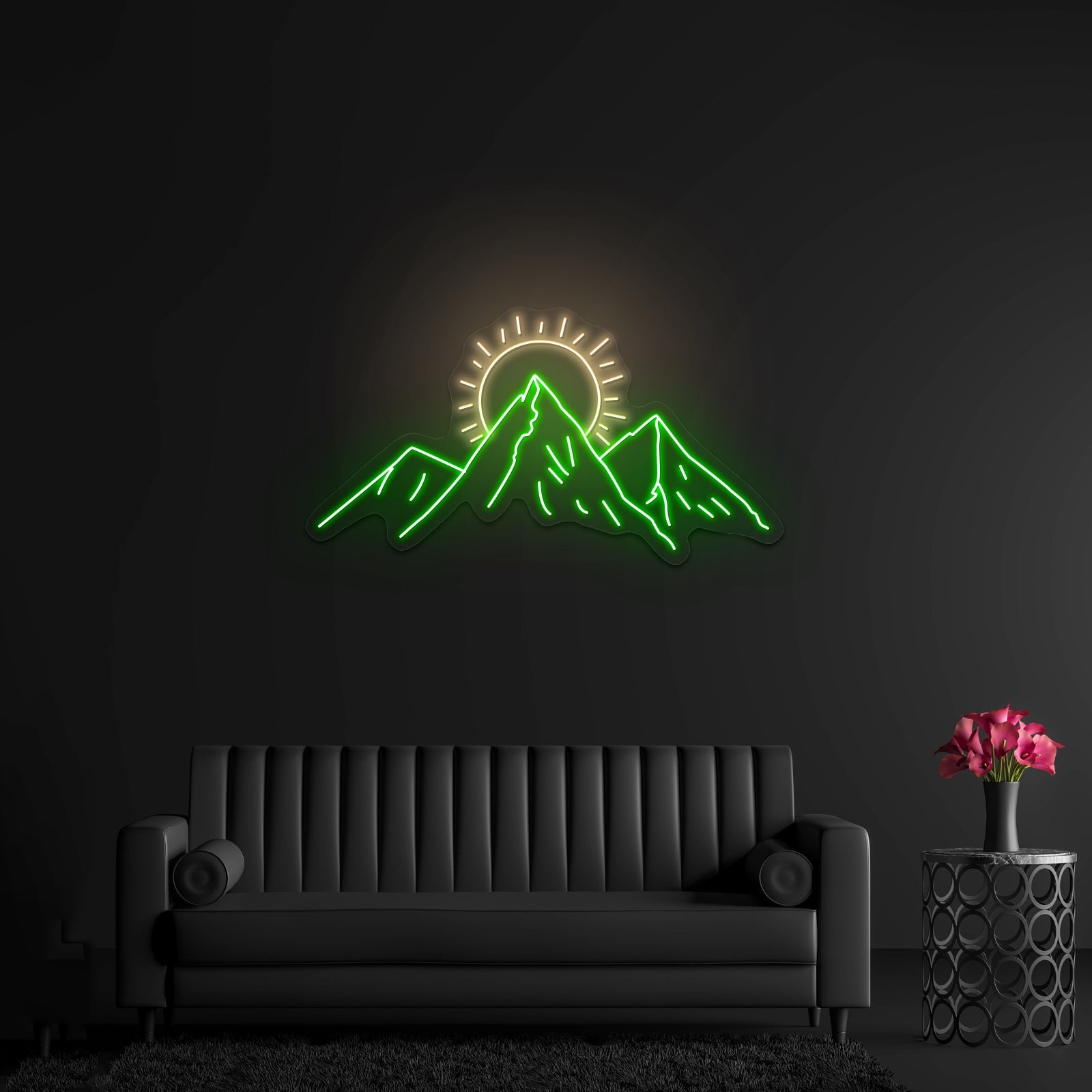 Mountains With Sun Artwork Led Signs For Business - Shineneon