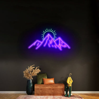 Mountains With Sun Artwork Led Signs For Business - Shineneon