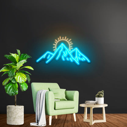 Mountains With Sun Artwork Led Signs For Business - Shineneon