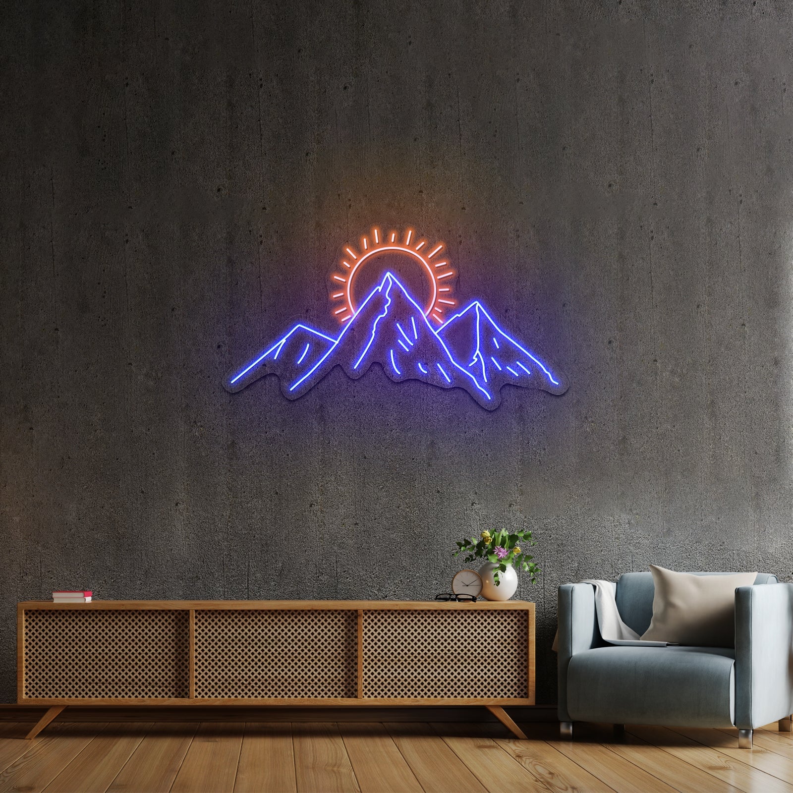 Mountains With Sun Artwork Led Signs For Business - Shineneon