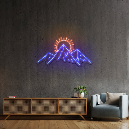 Mountains With Sun Artwork Led Signs For Business - Shineneon
