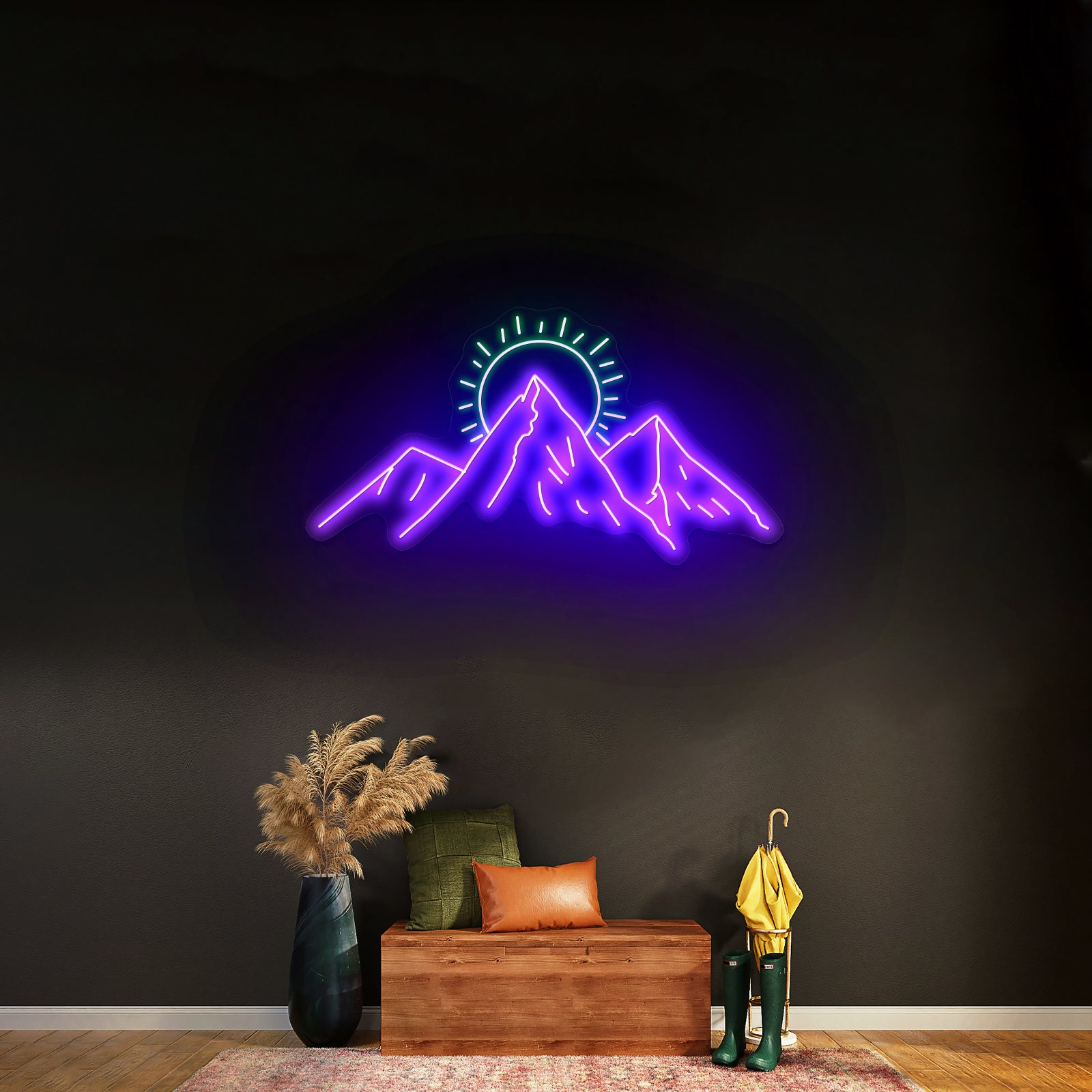 Mountains With Sun Artwork Led Signs For Business