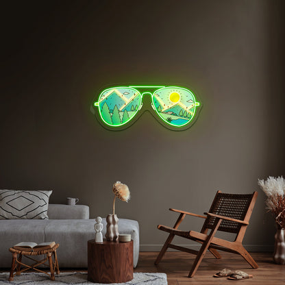 Mountains With Sunglasses Hiking Camping Artwork Neon Sign For Wedding - Shineneon