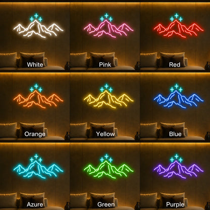 Mountains With Three Crosses LED Neon Sign day and night comparison