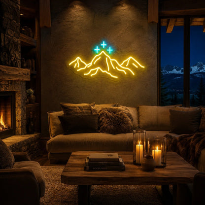 Mountains With Three Crosses LED Neon Sign - Shineneon