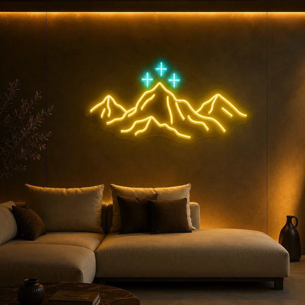 Mountains With Three Crosses LED Neon Sign - Shineneon