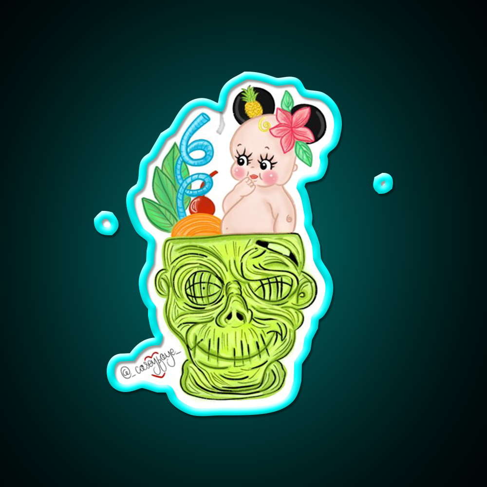 Mouse Ear In Zombie Cocktail Bar Decor Led Neon Sign Rgb Color - Size and dimension reference