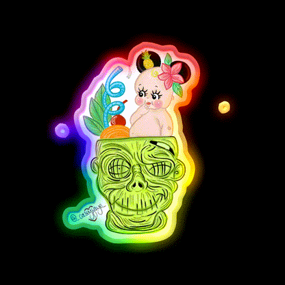 Mouse Ear In Zombie Cocktail Bar Decor Led Neon Sign Rgb Color - LED neon sign close-up detail
