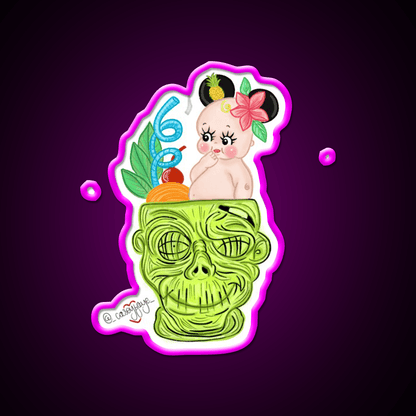 Mouse Ear In Zombie Cocktail Bar Decor Led Neon Sign Rgb Color - Shineneon