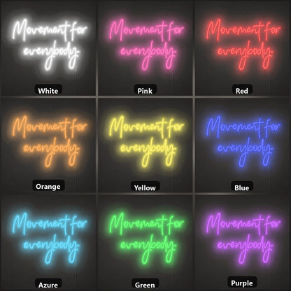 Movement For Everybody LED Neon Sign Man Cave Neon Sign color grid