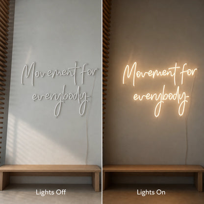 Movement For Everybody LED Neon Sign Man Cave Neon Sign day and night comparison
