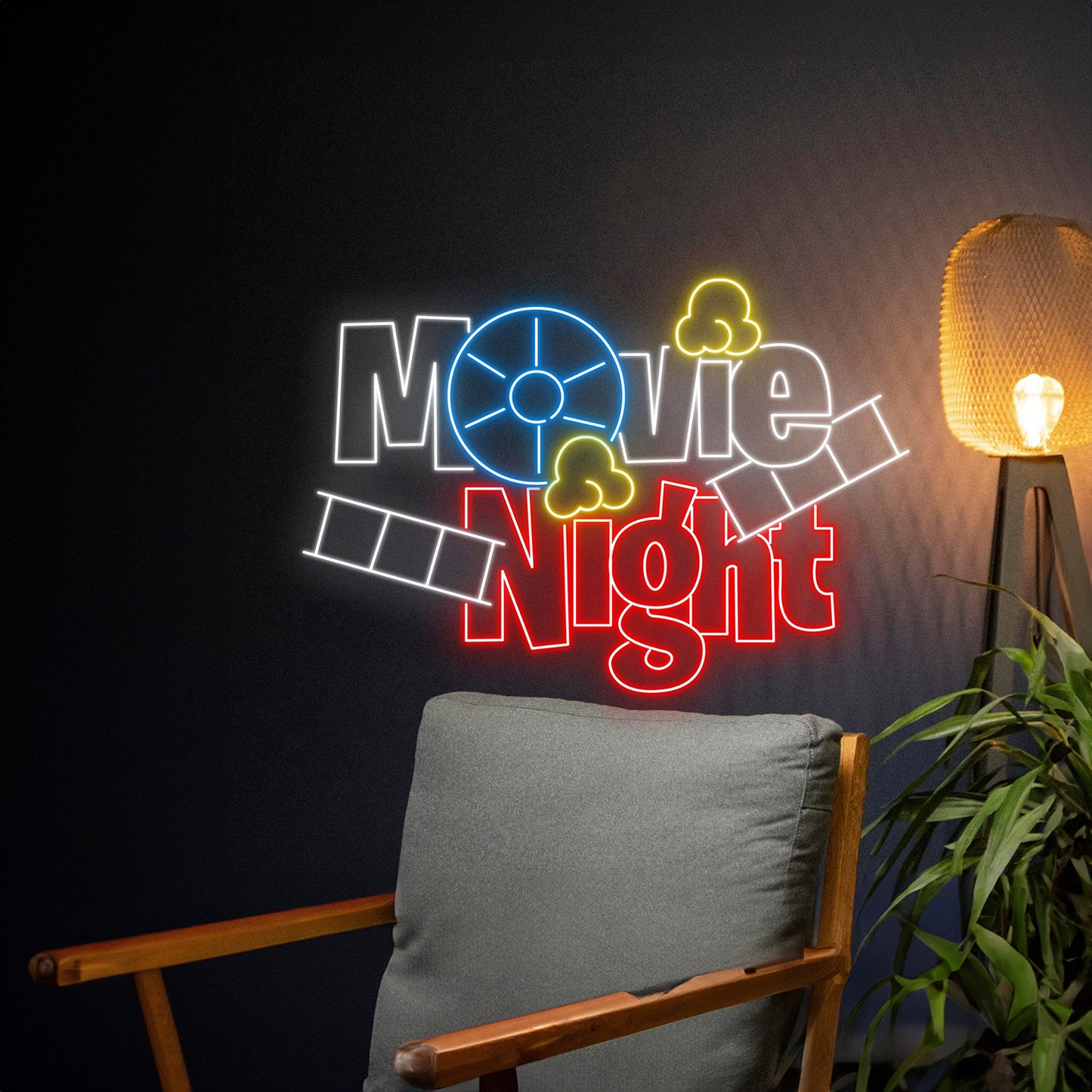 Movie Night Neon Sign Cinema Theater Room Wall Decor