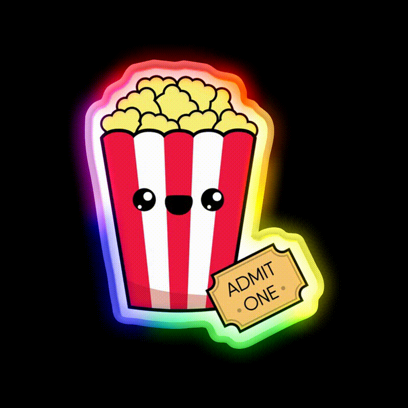 Movie Night Snack Food Led Neon Sign Rgb Color - LED neon sign close-up detail