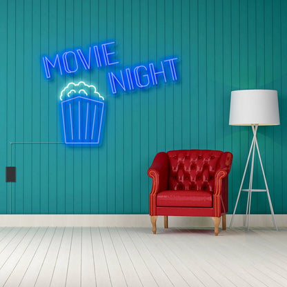 Movie Night With Popcorn Led Neon Sign | Shineneon