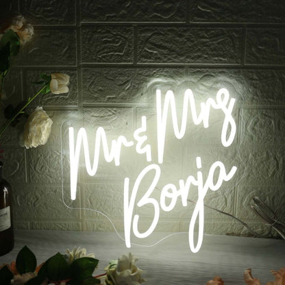Mr And Mrs Boria White Led Neon Sign - Shineneon