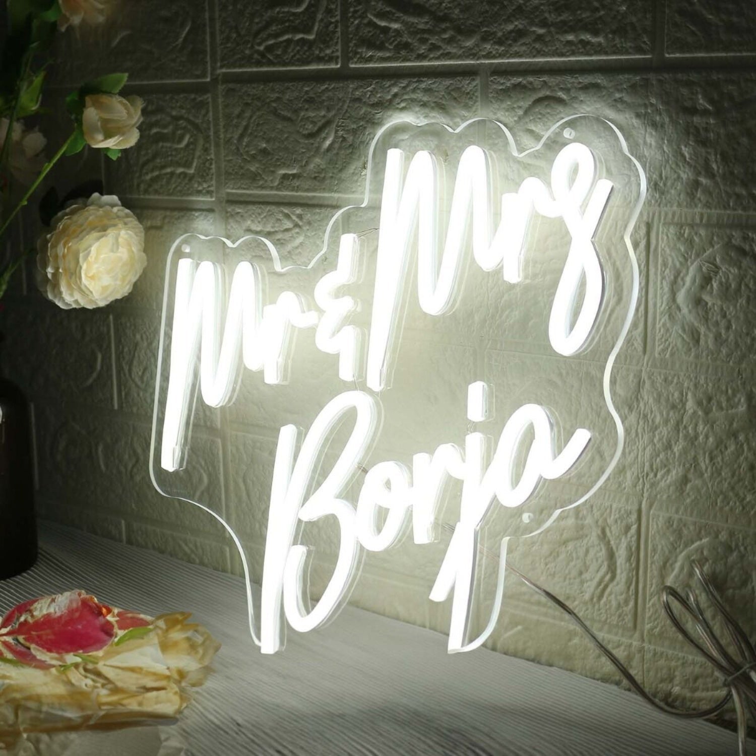 Mr And Mrs Boria White Led Neon Sign - Shineneon