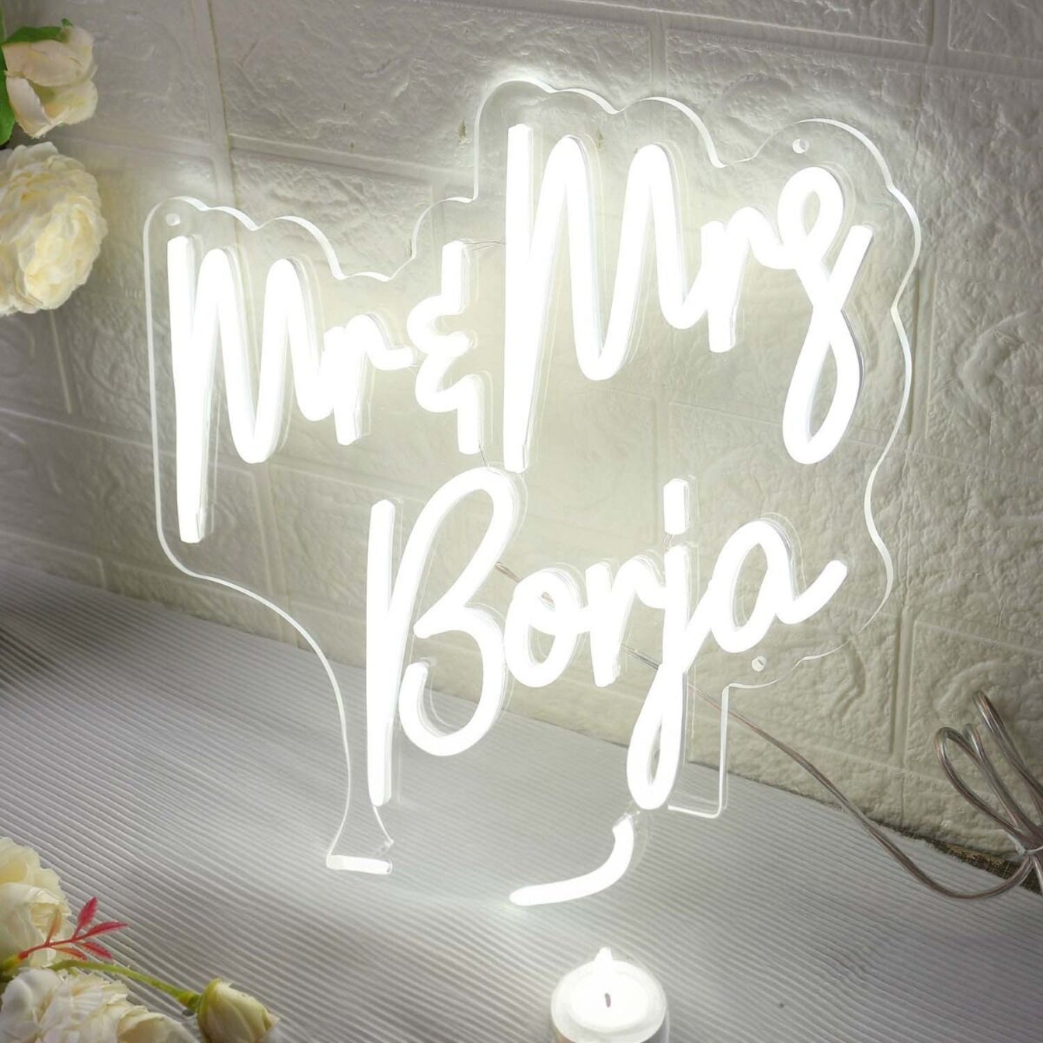 Mr And Mrs Boria White Led Neon Sign - Shineneon