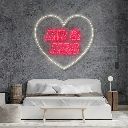 Mr And Mrs Inside Heart V2 Neon Sign | Shineneon
