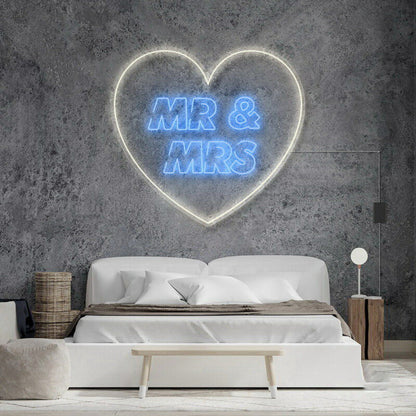 Mr And Mrs Inside Heart V2 Neon Sign | Shineneon
